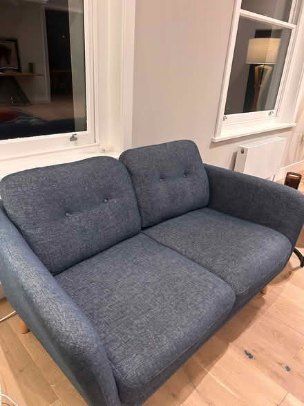 Photo of free 2 seater blue fabric sofa (South Kensington SW7) #3