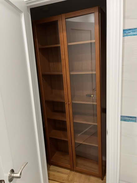 Photo of free Wooden bookcase with glass doors (Great Neck) #1