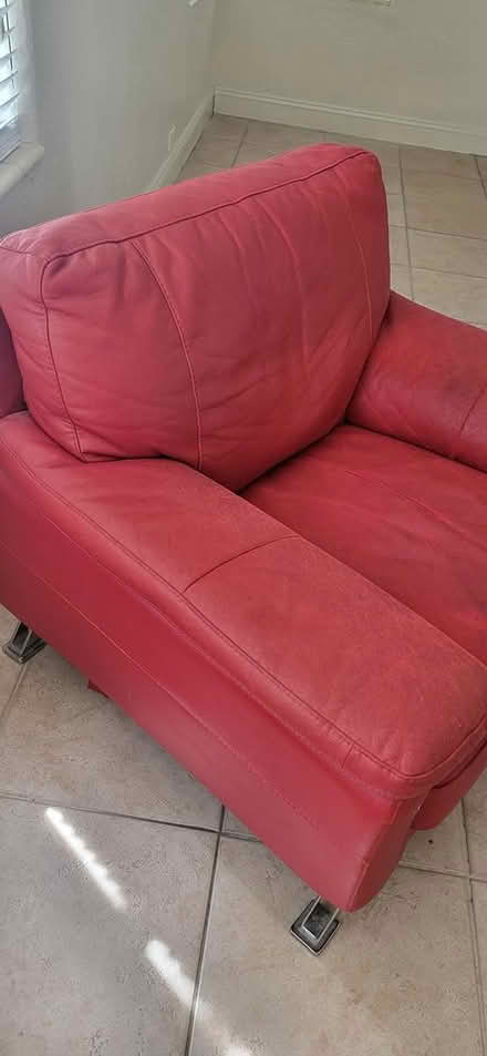 Photo of free Red Leather Chair- Hollywood Beach (Hollywood Beach) #3
