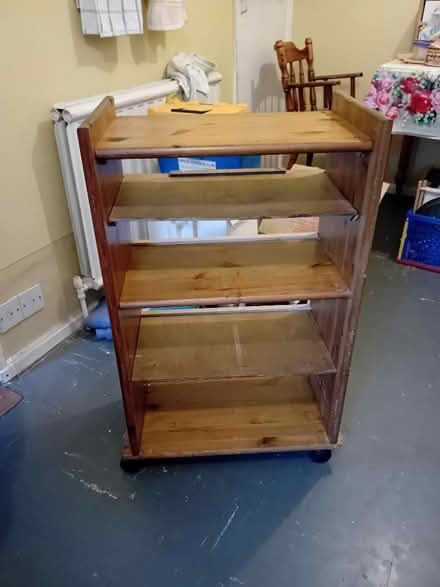Photo of free Wooden trolley with shelves (E9) #1
