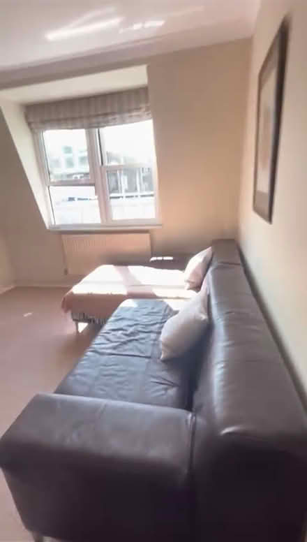 Photo of free Lshaped 3 seater leather brown sofa (South Kensington SW3) #1