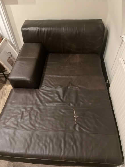 Photo of free Lshaped 3 seater leather brown sofa (South Kensington SW3) #3