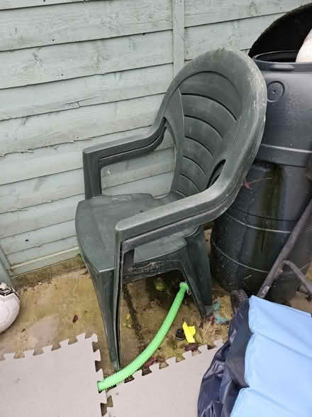 Photo of free 2 x green plastic chairs (CV8) #1