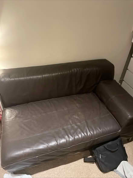 Photo of free Lshaped 3 seater leather brown sofa (South Kensington SW3) #2