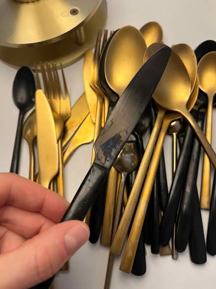 Photo of free 2 sets of cutlery, one black the other one gold. (Barons Court W14) #4