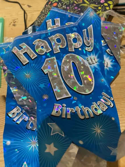 Photo of free 10th birthday bunting, banner and badge (Colaton Raleigh EX10) #1