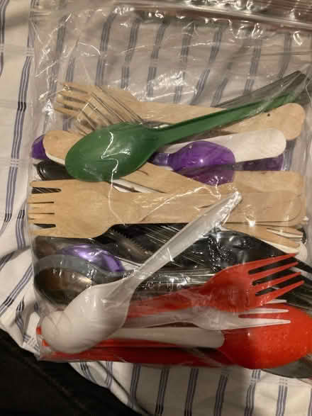 Photo of free Bag of variety of disposable cutlery (Blackford EH9) #1
