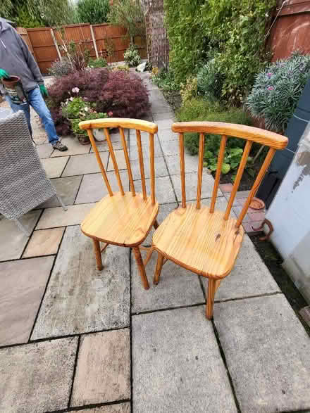 Photo of free 2 pine chairs (Claughton CH43) #1