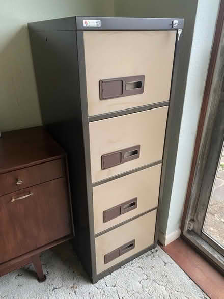 Photo of free Metal four draw filing cabinet with keys (Eastbourne BN21) #1