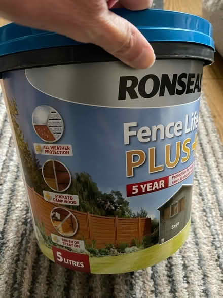Photo of free Ronseal Fence Life Plus 5L in Sage (Kilburn DE56) #2