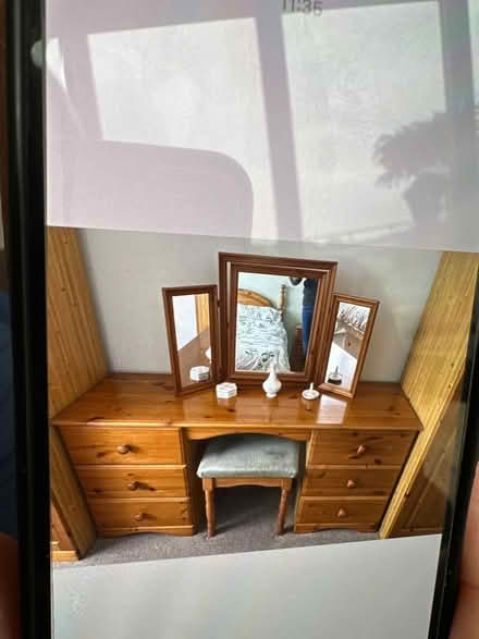 Photo of free Solid pine dressing table mirror and stall (Woodham Walter CM9) #1