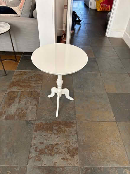 Photo of free Small white, wooden side table (Raynes Park SW20) #1