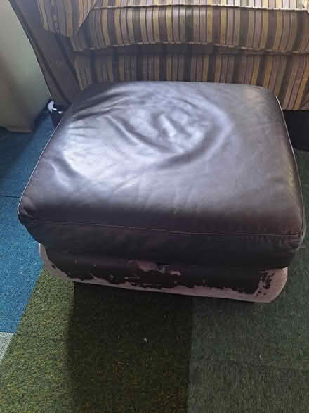 Photo of free Brown leather ottoman footstool (NE39) #4