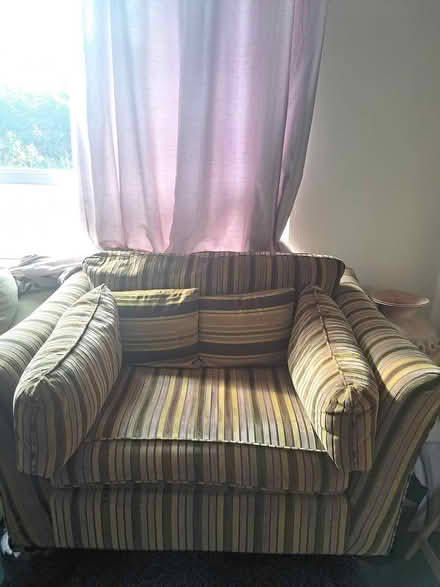 Photo of free Brown and sage green love seat (NE39) #2
