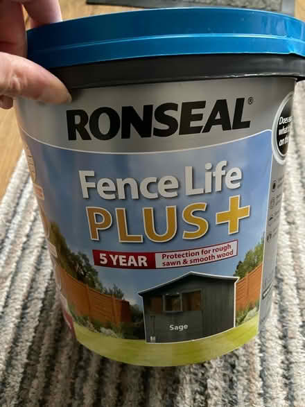 Photo of free Ronseal Fence Life Plus 5L in Sage (Kilburn DE56) #1