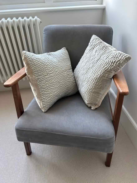 Photo of free 2x white company silver grey cushions (Wimbledon Village SW19) #1