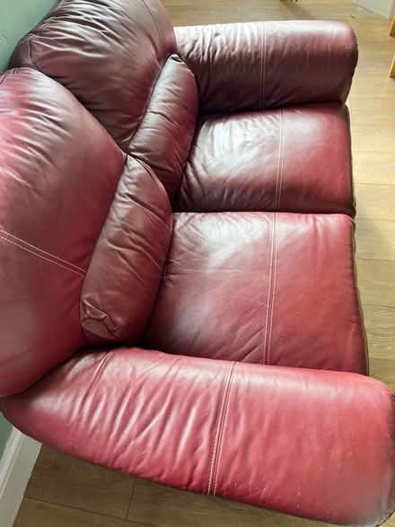 Photo of free Burgundy leather 2-seater sofa (Harley Shute TN38) #3