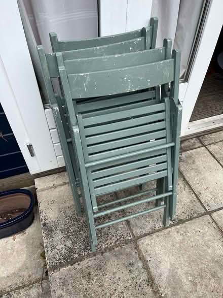 Photo of free 4 fold-up wooden chairs (Woodley RG6) #1
