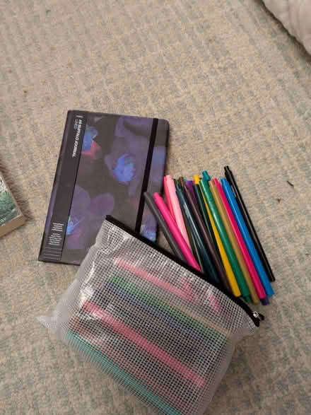 Photo of free Fancy used leather notebook and pens (Heaton) #1