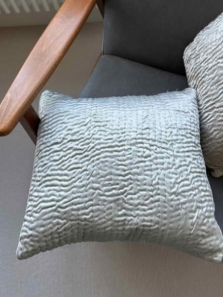 Photo of free 2x white company silver grey cushions (Wimbledon Village SW19) #2
