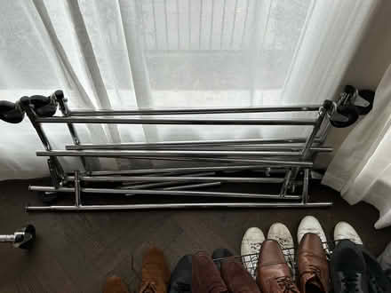 Photo of free Metal hanging rail with wheels (Archway N19) #2