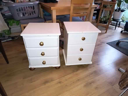 Photo of free Two bedside tables - painted white and gold (Headington Quarry OX3) #1