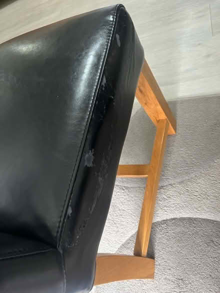 Photo of free Black leather look oak chairs (Welwyn Garden City) #3