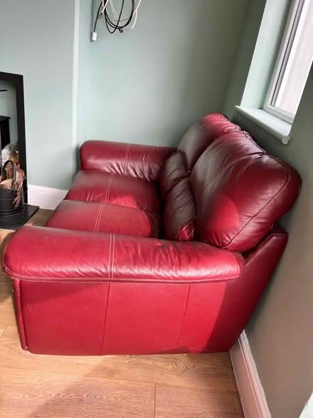Photo of free Burgundy leather 2-seater sofa (Harley Shute TN38) #4