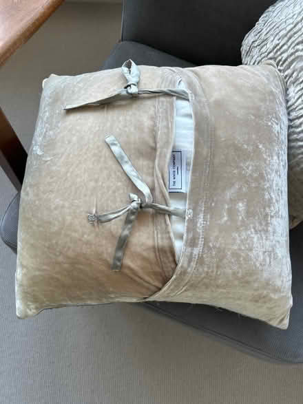 Photo of free 2x white company silver grey cushions (Wimbledon Village SW19) #3
