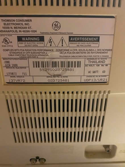 Photo of free GE TV with VHS (Green Brook, south of Rt 22) #3