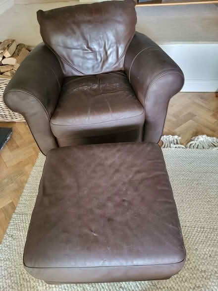 Photo of free Leather armchair and footstool (Kirkby-in-Furness) #2