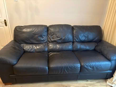 Photo of free Brown leather 3 seater (Sandyford) #1