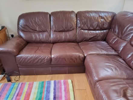 Photo of free Brown leather corner sofa (Dyke Road area BN1) #1