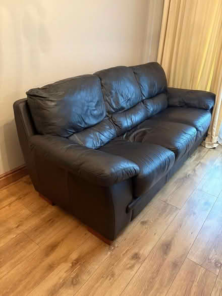 Photo of free Brown leather 3 seater (Sandyford) #2