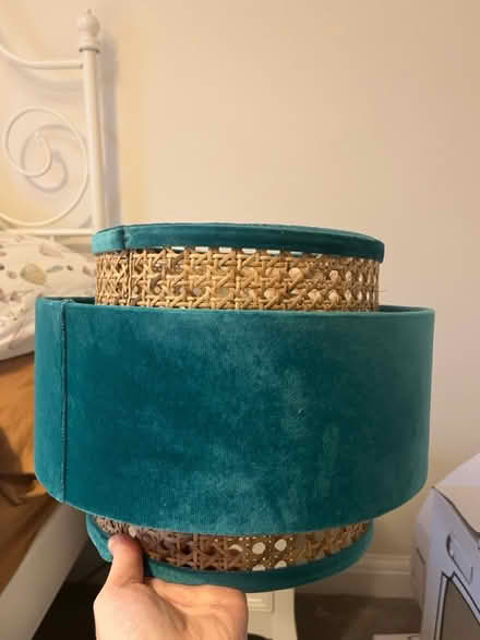 Photo of free Teal wicker and velvet lamp shade (Catcliffe S60) #1