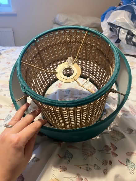 Photo of free Teal wicker and velvet lamp shade (Catcliffe S60) #3