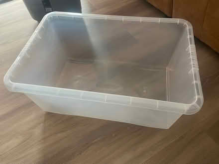 Photo of free Large clear plastic tub- no lid (G20 6HS) #1