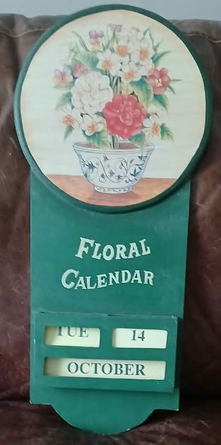 Photo of free Green painted wooden shabby chic perpetual wall calendat (South Croydon CR2) #1