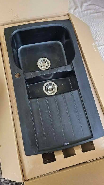 Photo of free 1.5 bowl black composite sink, left hand drainer (Norton LD8) #1