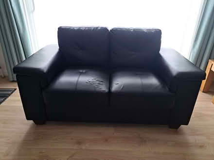 Photo of free Black leather sofas (Bushey Heath WD23) #2
