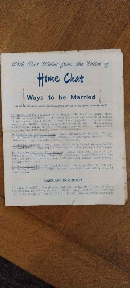 Photo of free Leaflet on 'Ways to be married' (Kennington OX1) #1