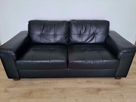 Photo of free Black leather sofas (Bushey Heath WD23) #1