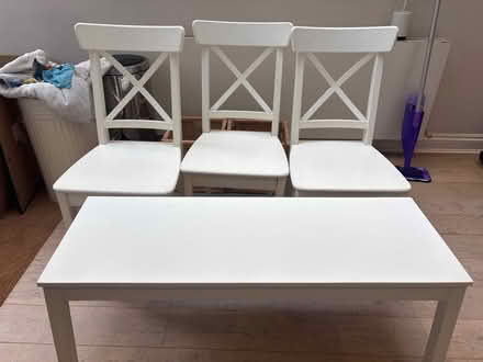 Photo of free Three dining chairs and bench (Shepherds Bush W12) #2