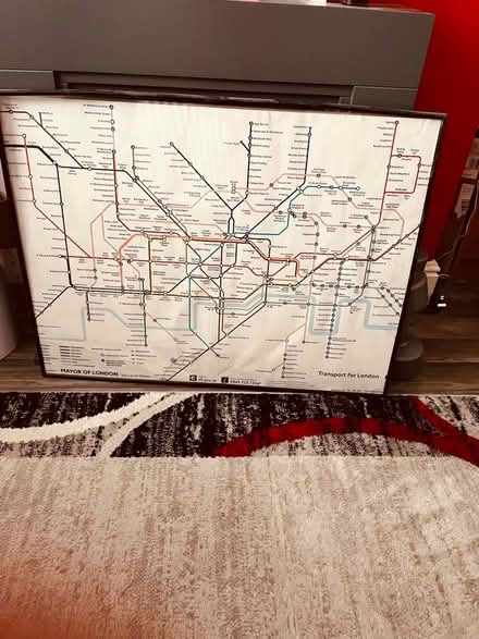 Photo of free Large black picture frame and old tube map (Bordesley Green B9) #1