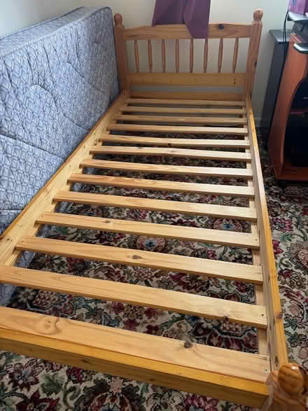 Photo of free wooden bed frame & mattress (EX17) #1