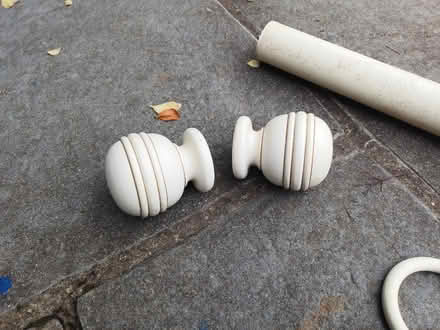 Photo of free Cream wooden curtain pole & rings (Long Marston HP23) #2