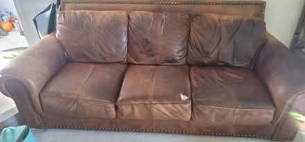 Photo of free Brown Leather Couch (Woodbridge) #2