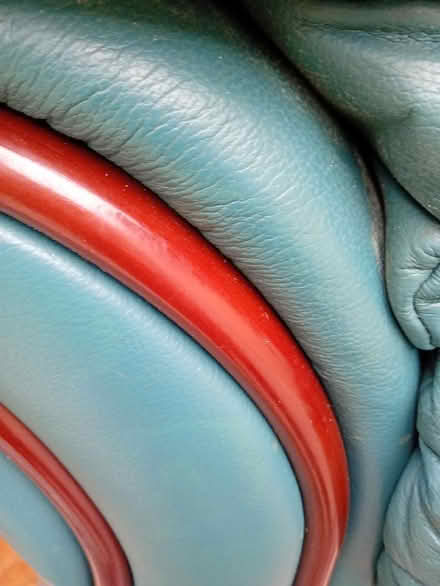 Photo of free 2 large comfy green leather arm chairs (Hertford Heath SG13) #2