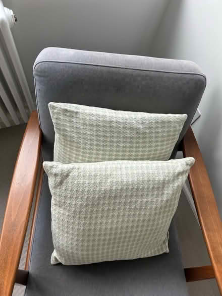 Photo of free Pair of pale green and white Next cushions (Wimbledon Village SW19) #2