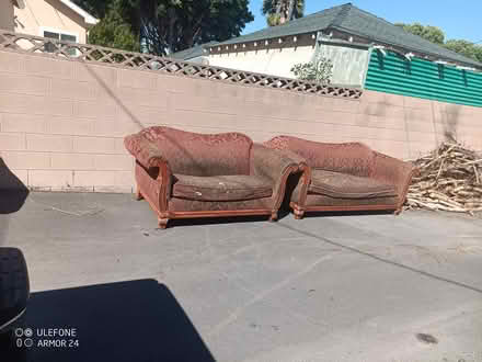 Photo of free Nice Couches. Need love. Well made (In the alley behind my address) #1